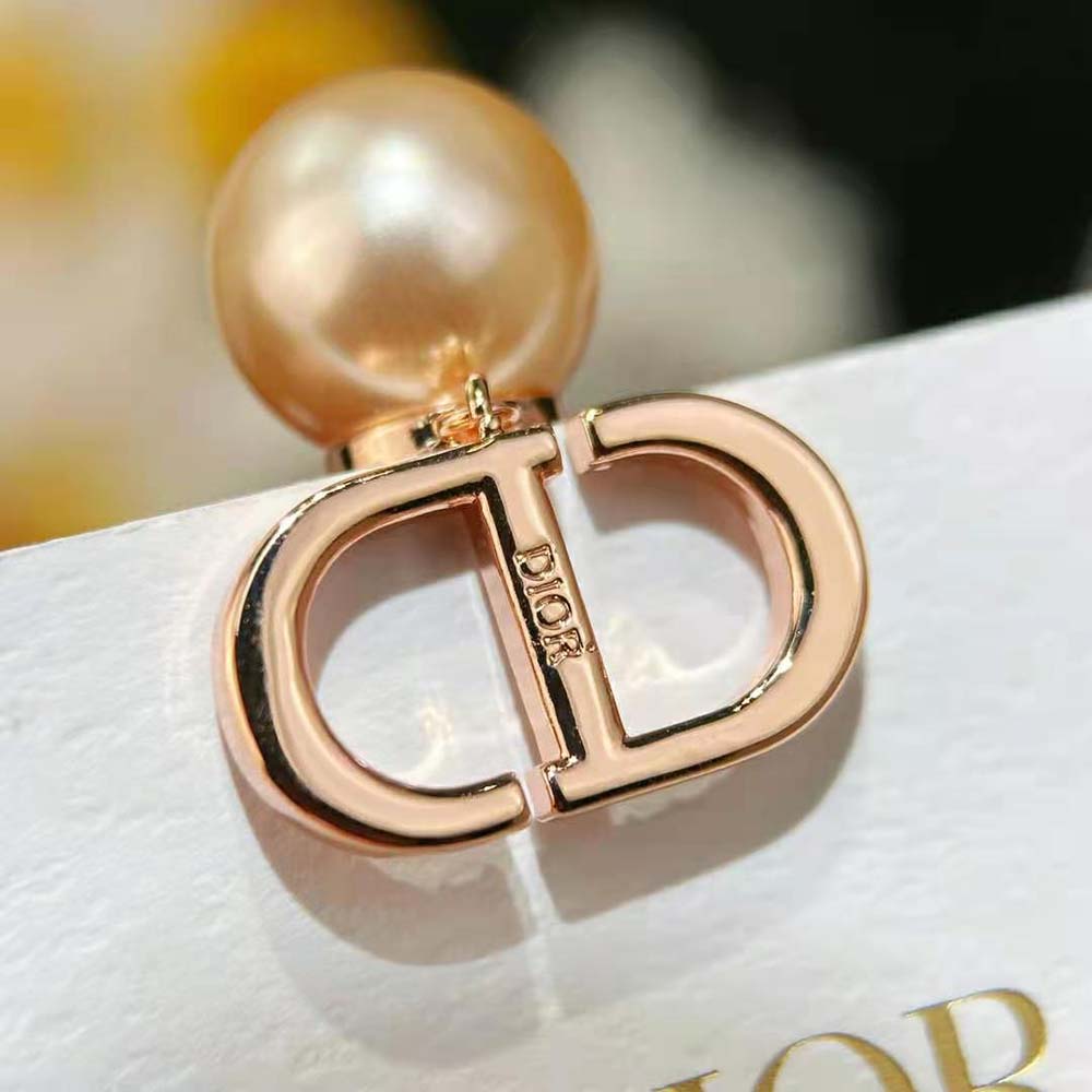 Dior Women Tribales Earrings Pink-Finish Metal with Pink Resin Pearls and Crystals - image 8