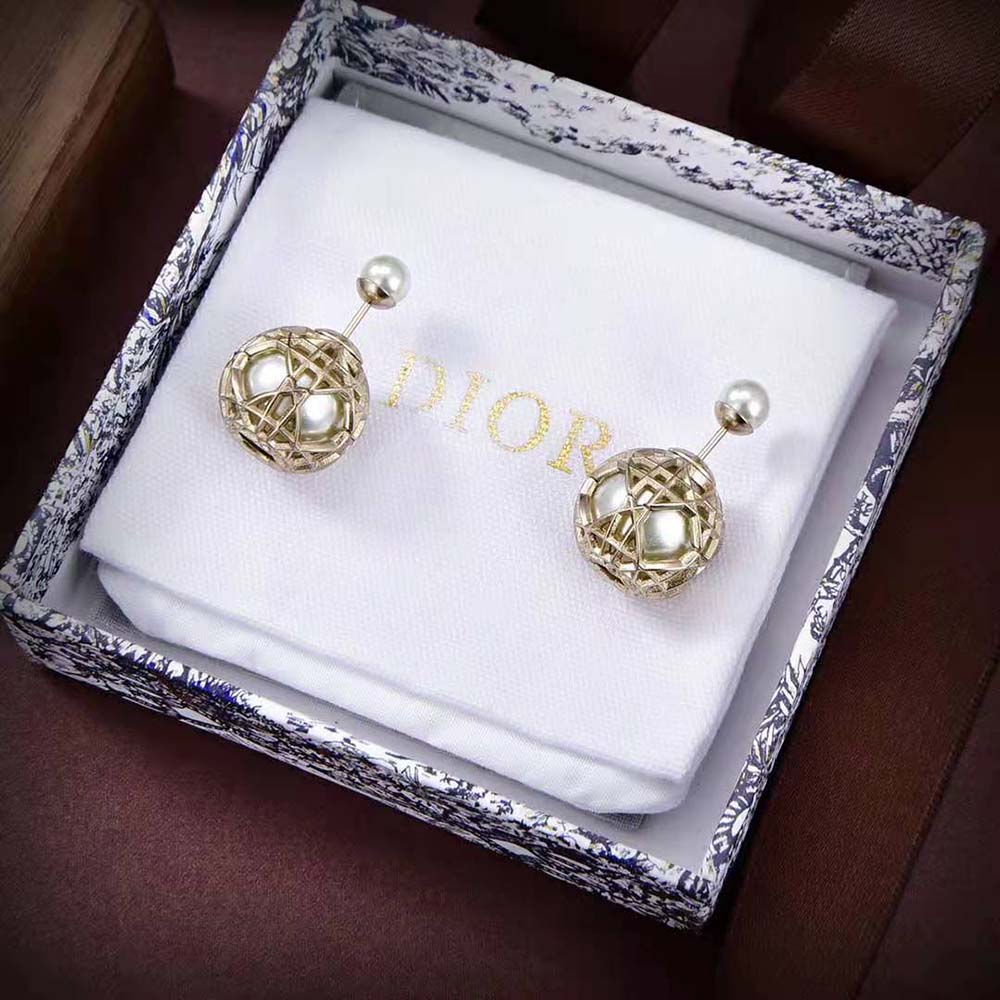 Dior Women Tribales Earrings White Resin Pearls and Gold-Finish Metal - image 4