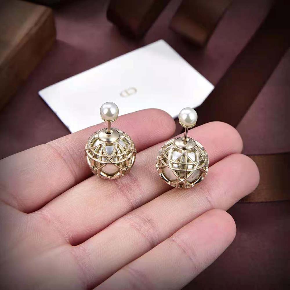 Dior Women Tribales Earrings White Resin Pearls and Gold-Finish Metal - image 6