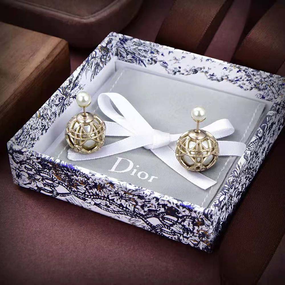 Dior Women Tribales Earrings White Resin Pearls and Gold-Finish Metal - image 5