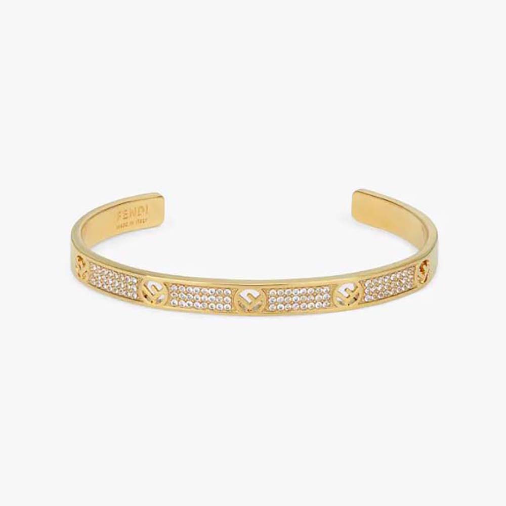 Close-up of Fendi Women F Is Fendi Bracelet Gold-colored with logo charm