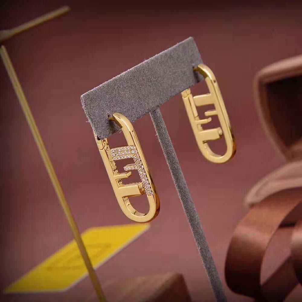 Close-up on signature O’Lock hardware of Fendi Women O’Lock Earrings