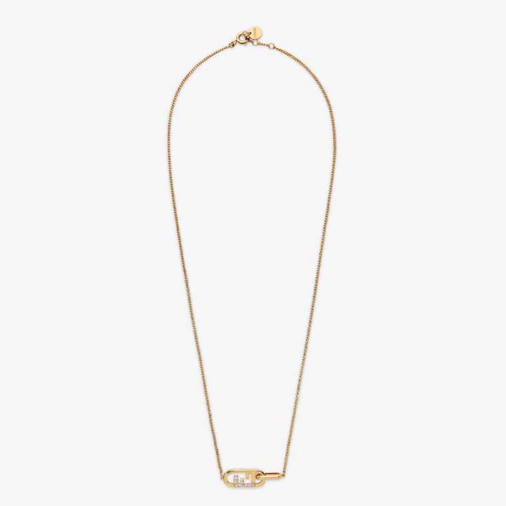 Close-up of Fendi Women O’Lock Necklace Gold-colored pendant detail