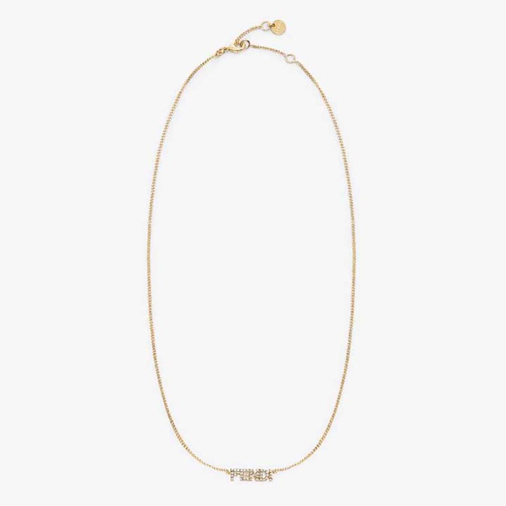 Front view of Fendi Women Signature Necklace Gold-colored with pendant