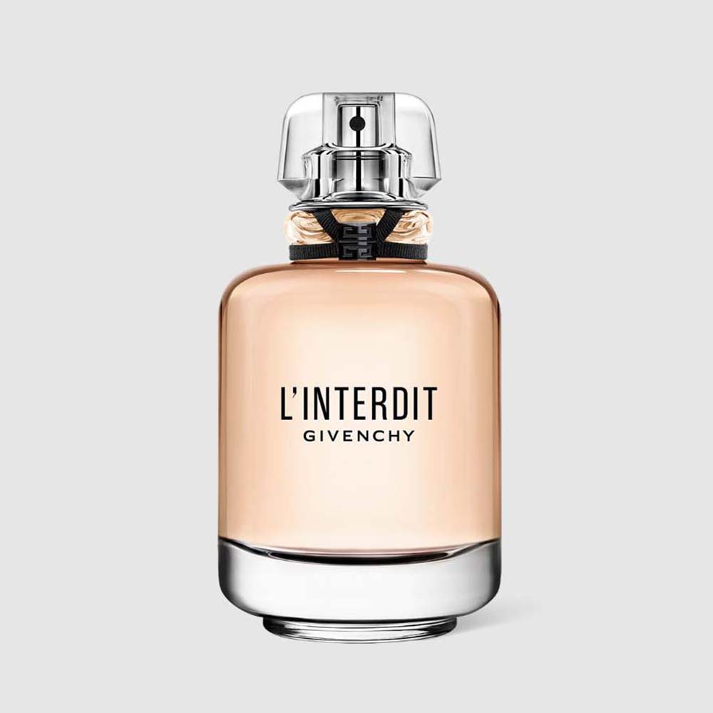 Front view of Givenchy Women L’Interdit Eau de Parfum pink bottle