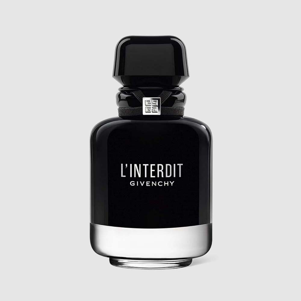 Front view of Givenchy Women L’interdit Intense Eau de Parfum black bottle