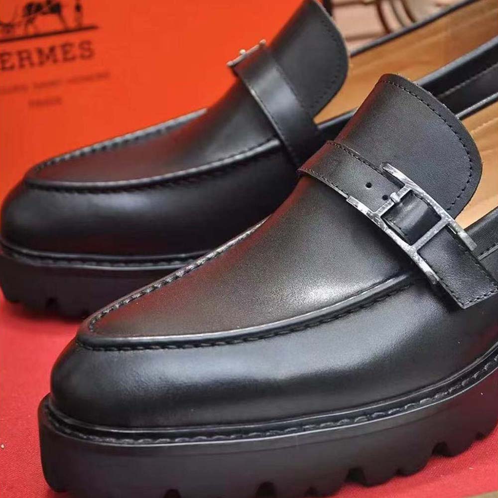 Hermes Men Happen Derby Shoe-Black - image 7
