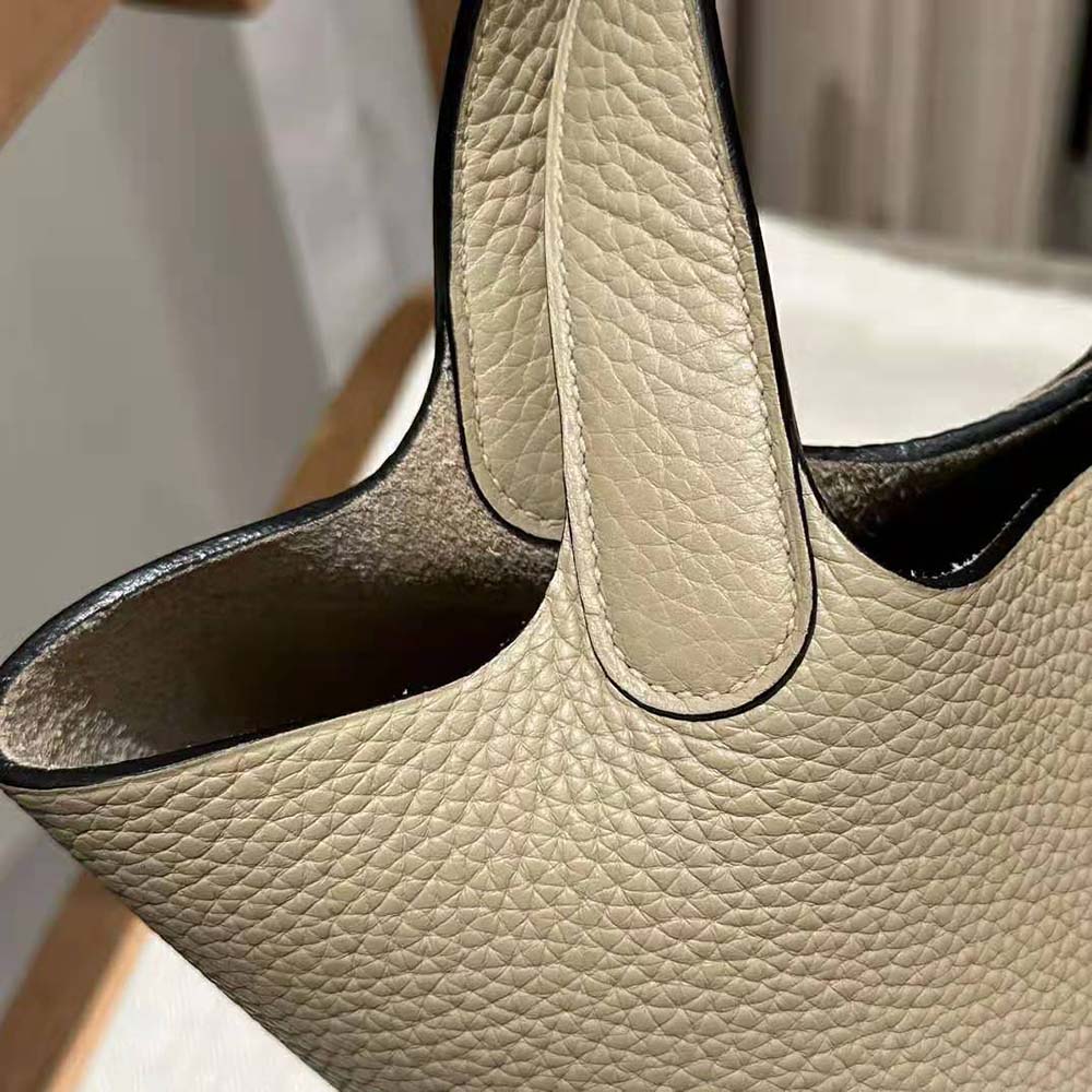 Hermes Women Picotin Lock 18cm in Clémence leather-Gray - image 7