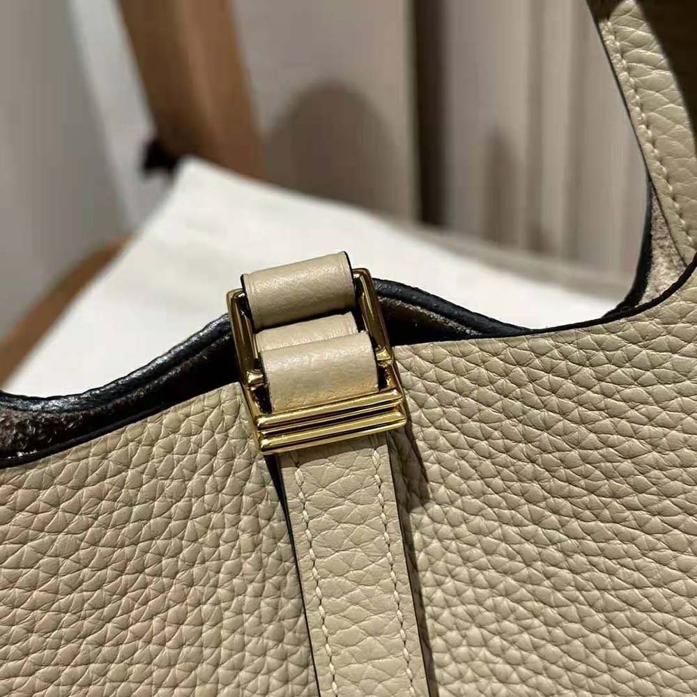 Hermes Women Picotin Lock 18cm in Clémence leather-Gray - image 8