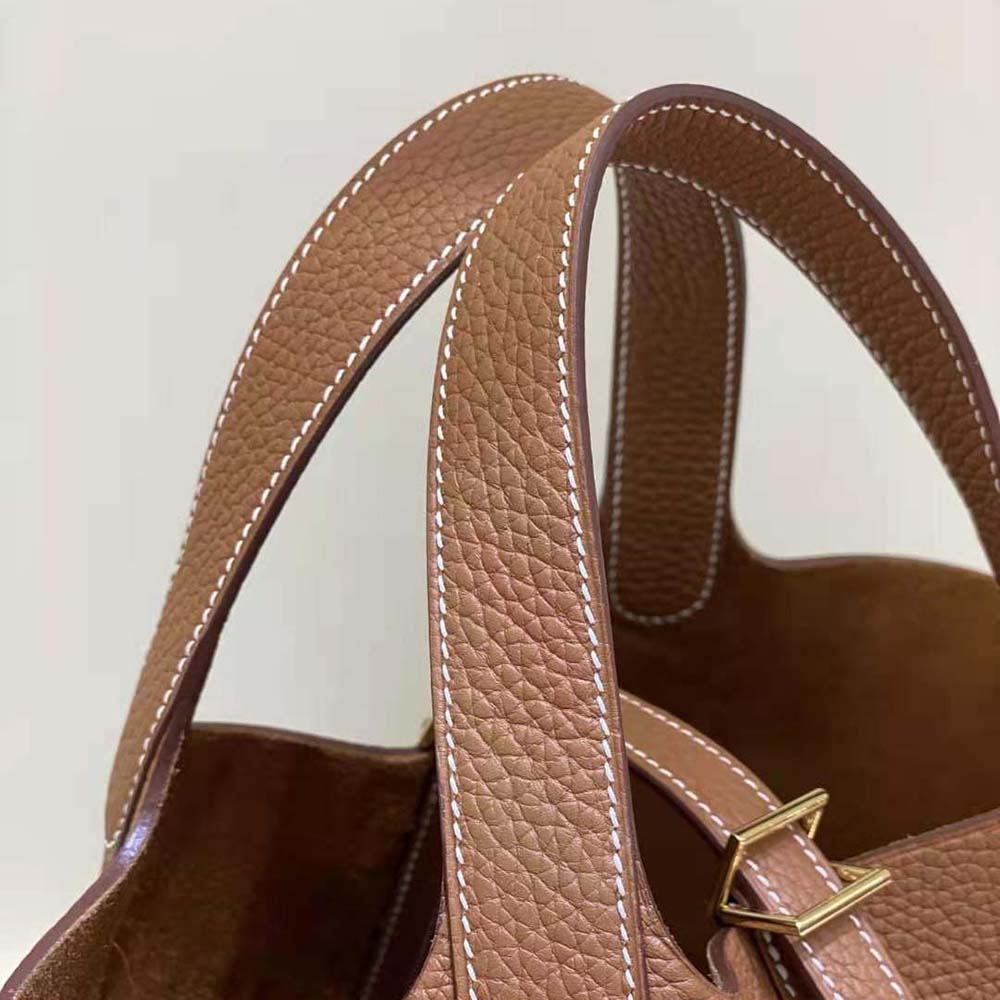 Hermes Women Picotin Lock 18cm in Clémence leather-Brown - image 9