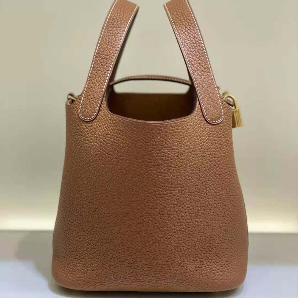 Hermes Women Picotin Lock 18cm in Clémence leather-Brown - image 4