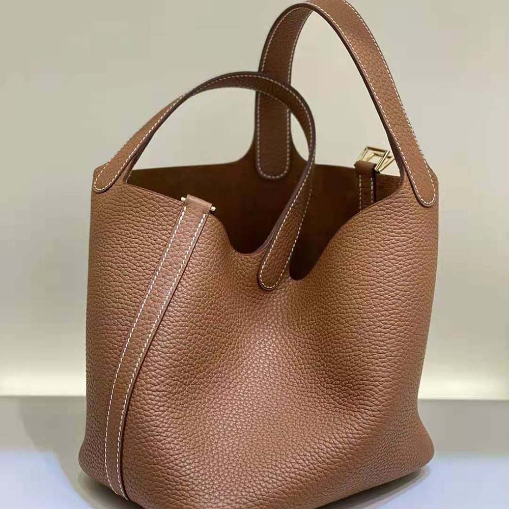 Hermes Women Picotin Lock 18cm in Clémence leather-Brown - image 5