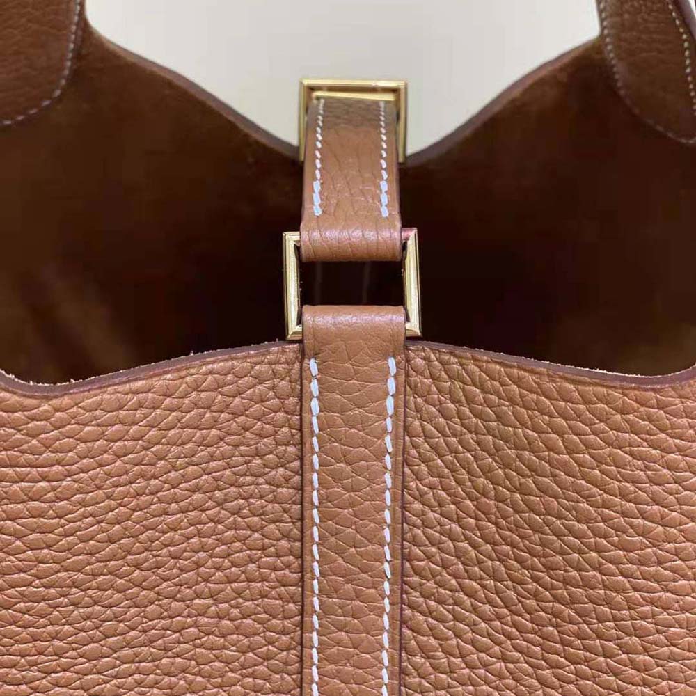 Hermes Women Picotin Lock 18cm in Clémence leather-Brown - image 8