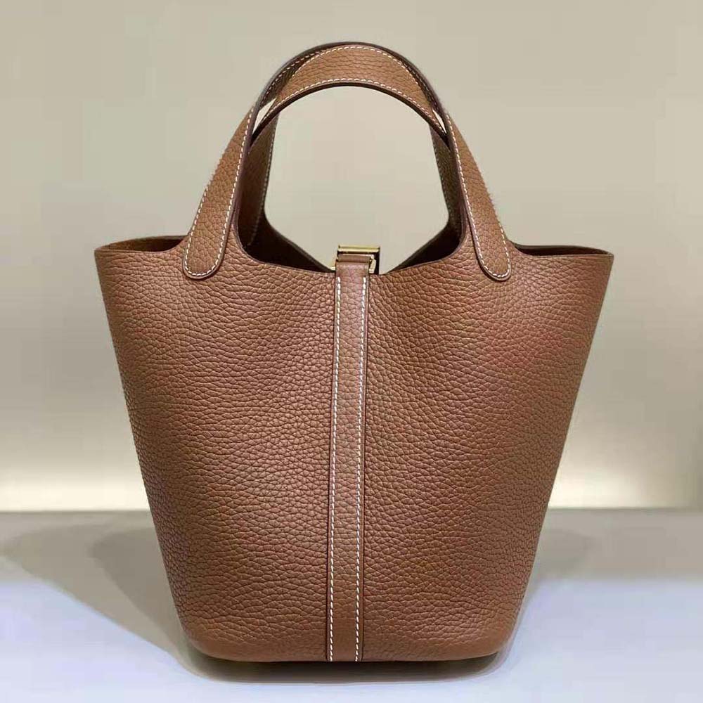 Side angle showing compact silhouette of Hermes Women Picotin Lock 18cm