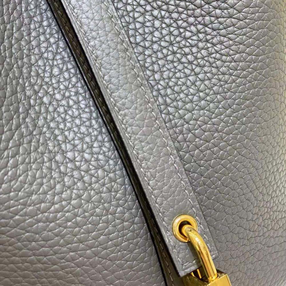 Hermes Women Picotin Lock 18cm in Clémence leather-Gray - image 8