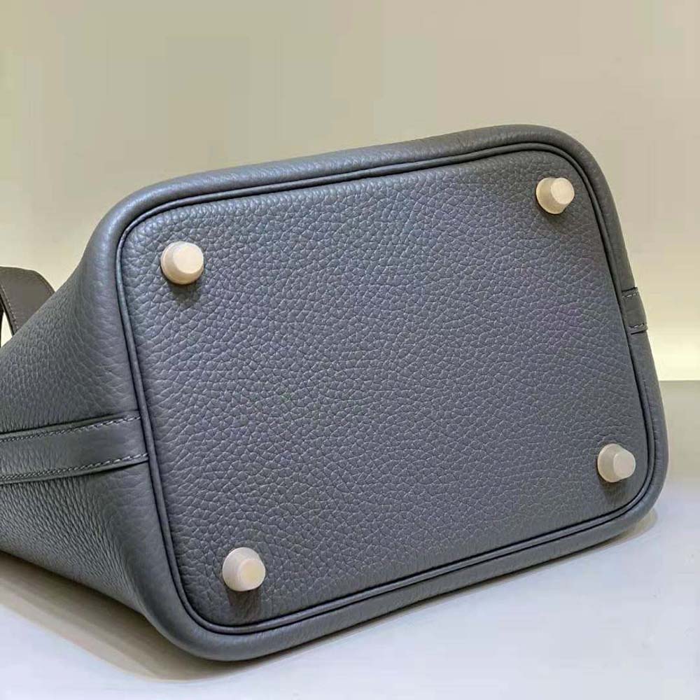 Hermes Women Picotin Lock 18cm in Clémence leather-Gray - image 7