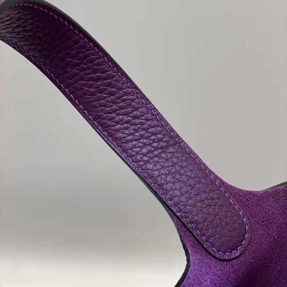 Hermes Women Picotin Lock 18cm in Clémence leather-Purple - image 7