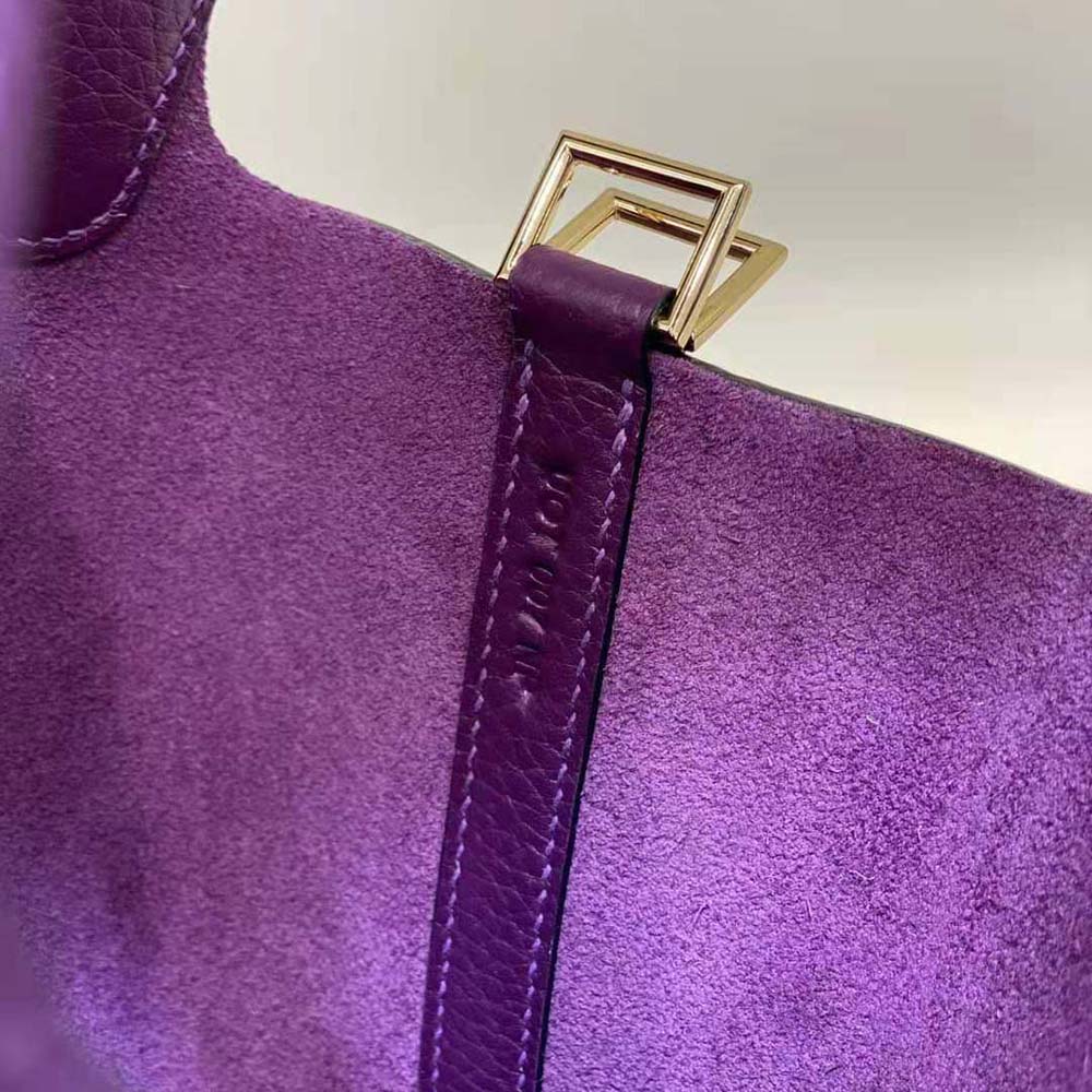 Hermes Women Picotin Lock 18cm in Clémence leather-Purple - image 10