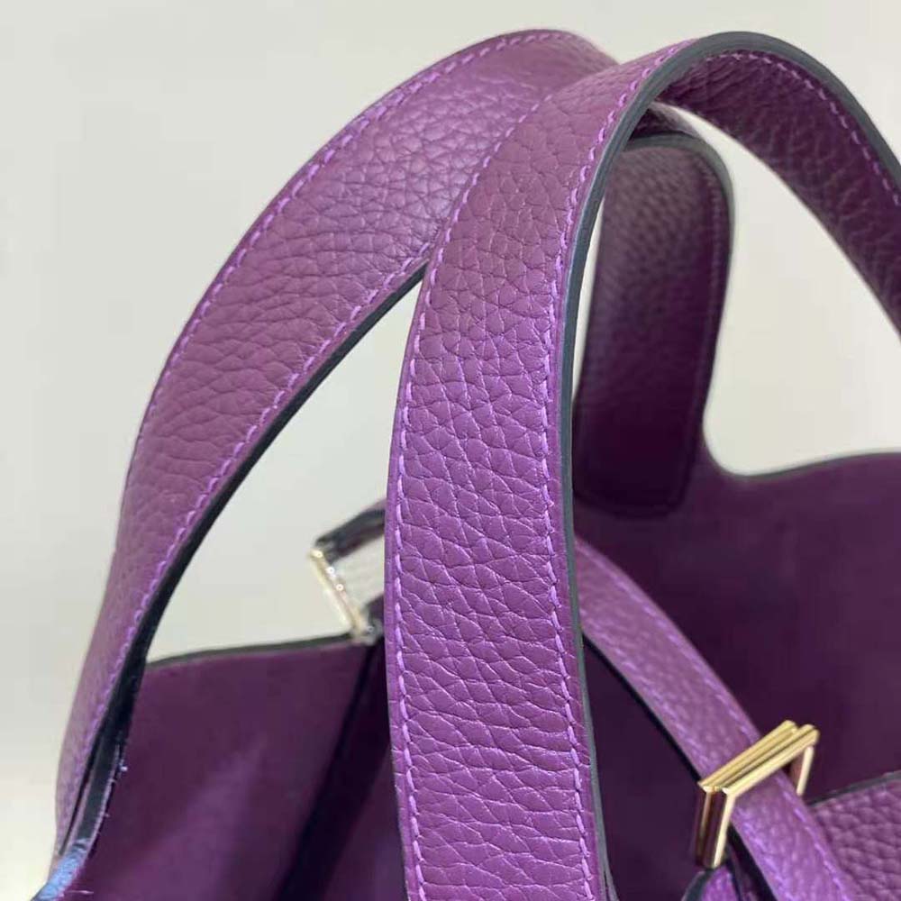 Hermes Women Picotin Lock 18cm in Clémence leather-Purple - image 6