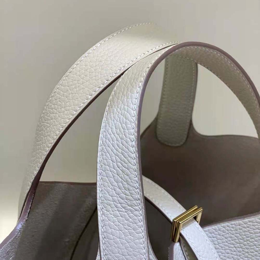 Hermes Women Picotin Lock 18cm in Clémence leather-White - image 6