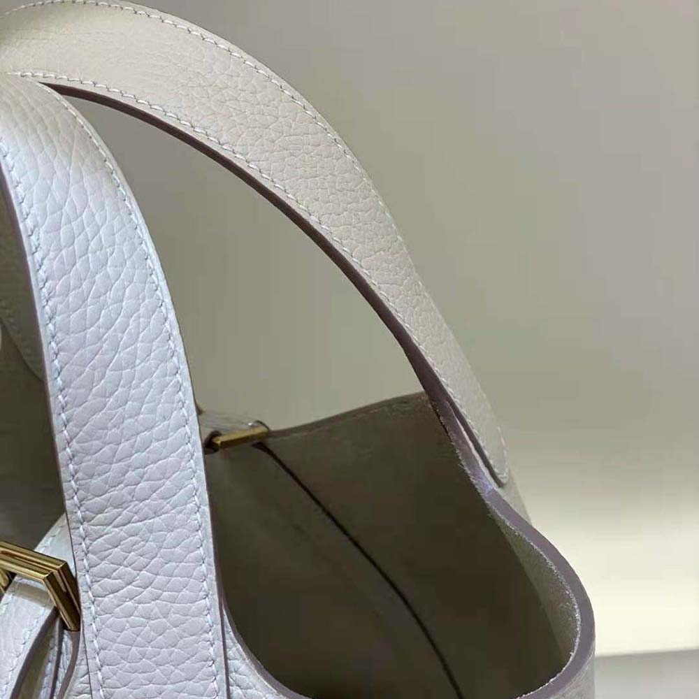 Hermes Women Picotin Lock 18cm in Clémence leather-White - image 8