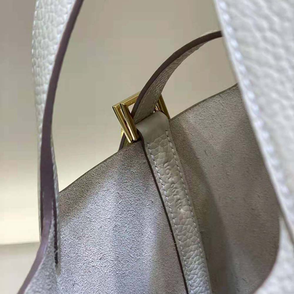 Hermes Women Picotin Lock 18cm in Clémence leather-White - image 7