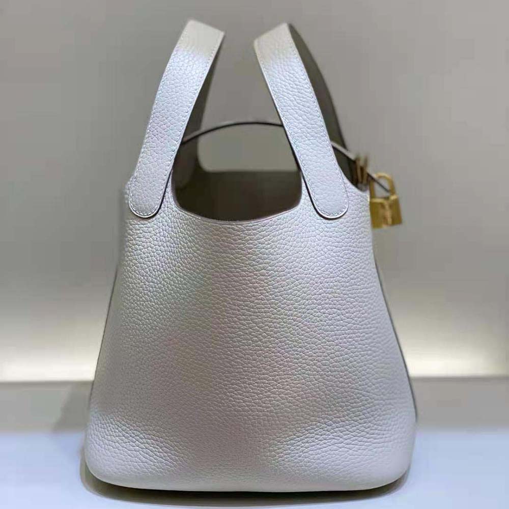 Hermes Women Picotin Lock 18cm in Clémence leather-White - image 5