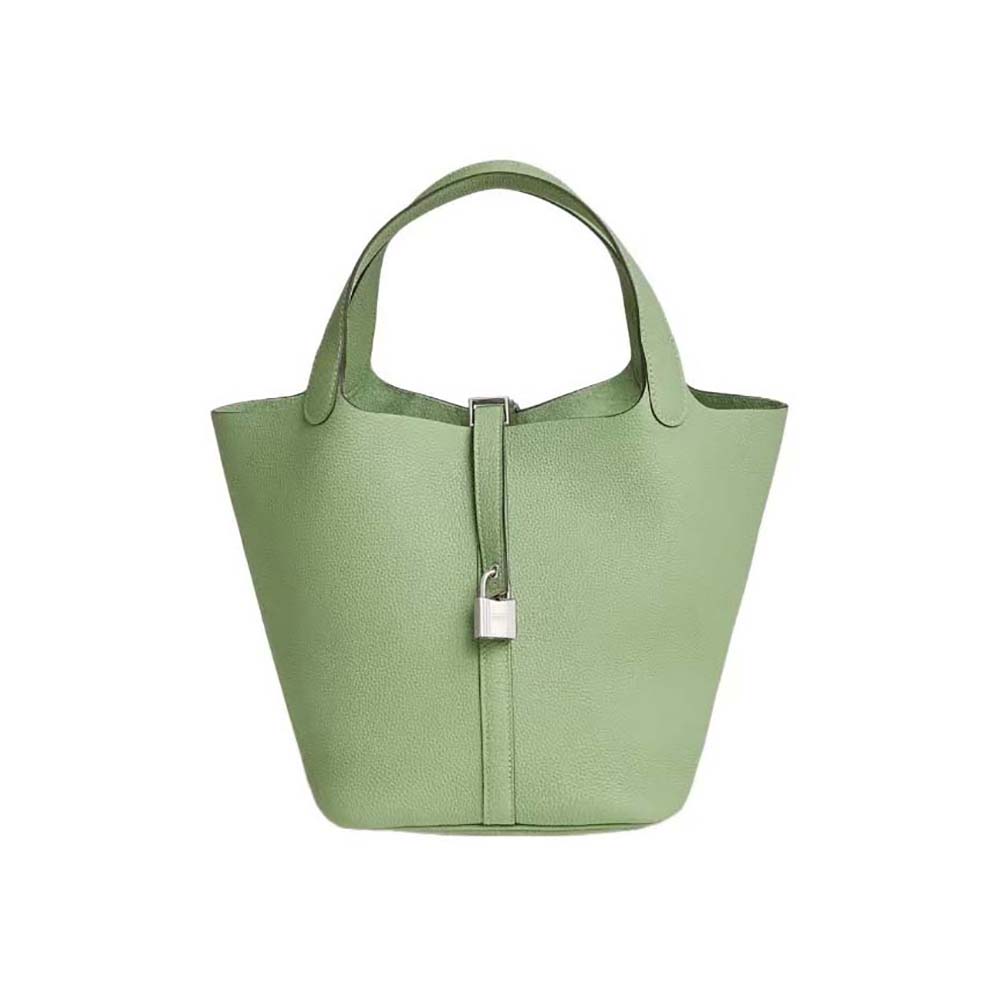 Hermes Women Picotin Lock 22cm in Clémence leather-Aqua