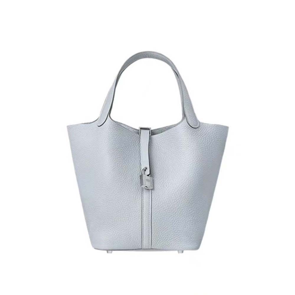 Hermes Women Picotin Lock 22cm in Clémence leather-Blue