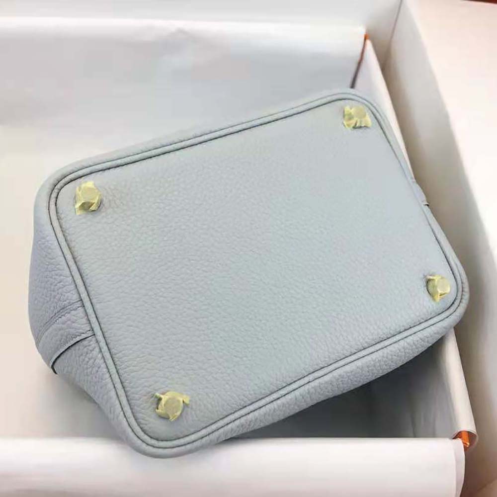 Hermes Women Picotin Lock 22cm in Clémence leather-Blue - image 8