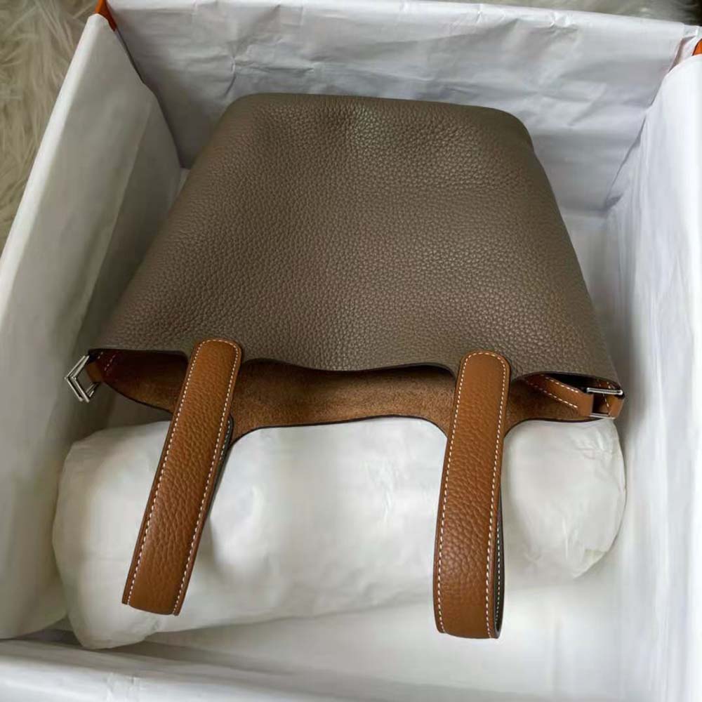 Hermes Women Picotin Lock 22cm in Clémence leather-Brown Coffee - image 6