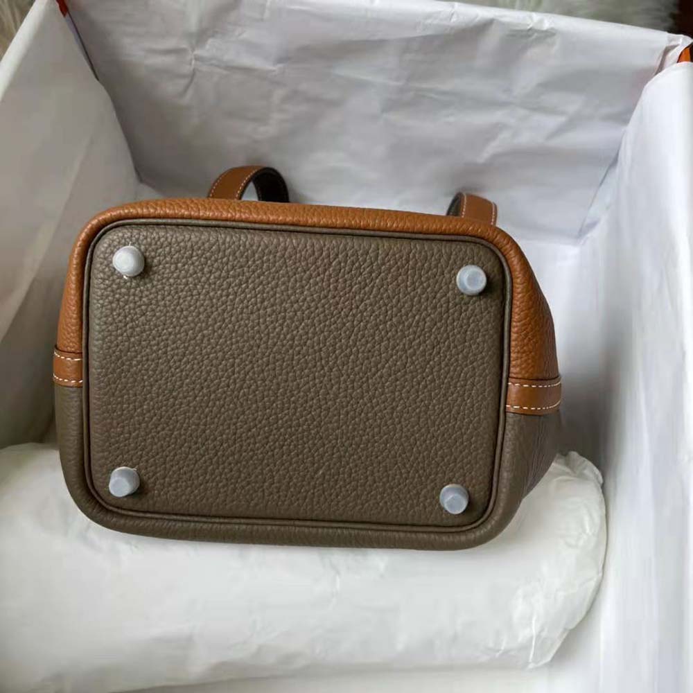 Hermes Women Picotin Lock 22cm in Clémence leather-Brown Coffee - image 5