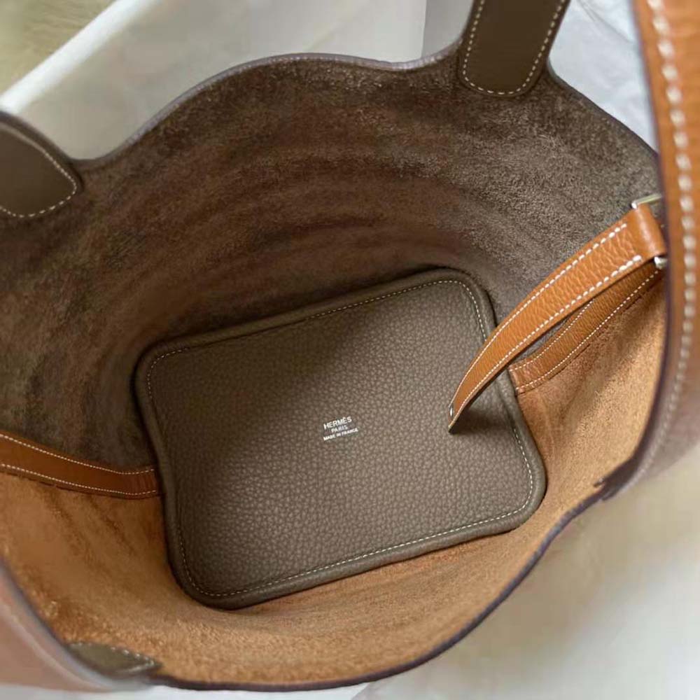 Hermes Women Picotin Lock 22cm in Clémence leather-Brown Coffee - image 9