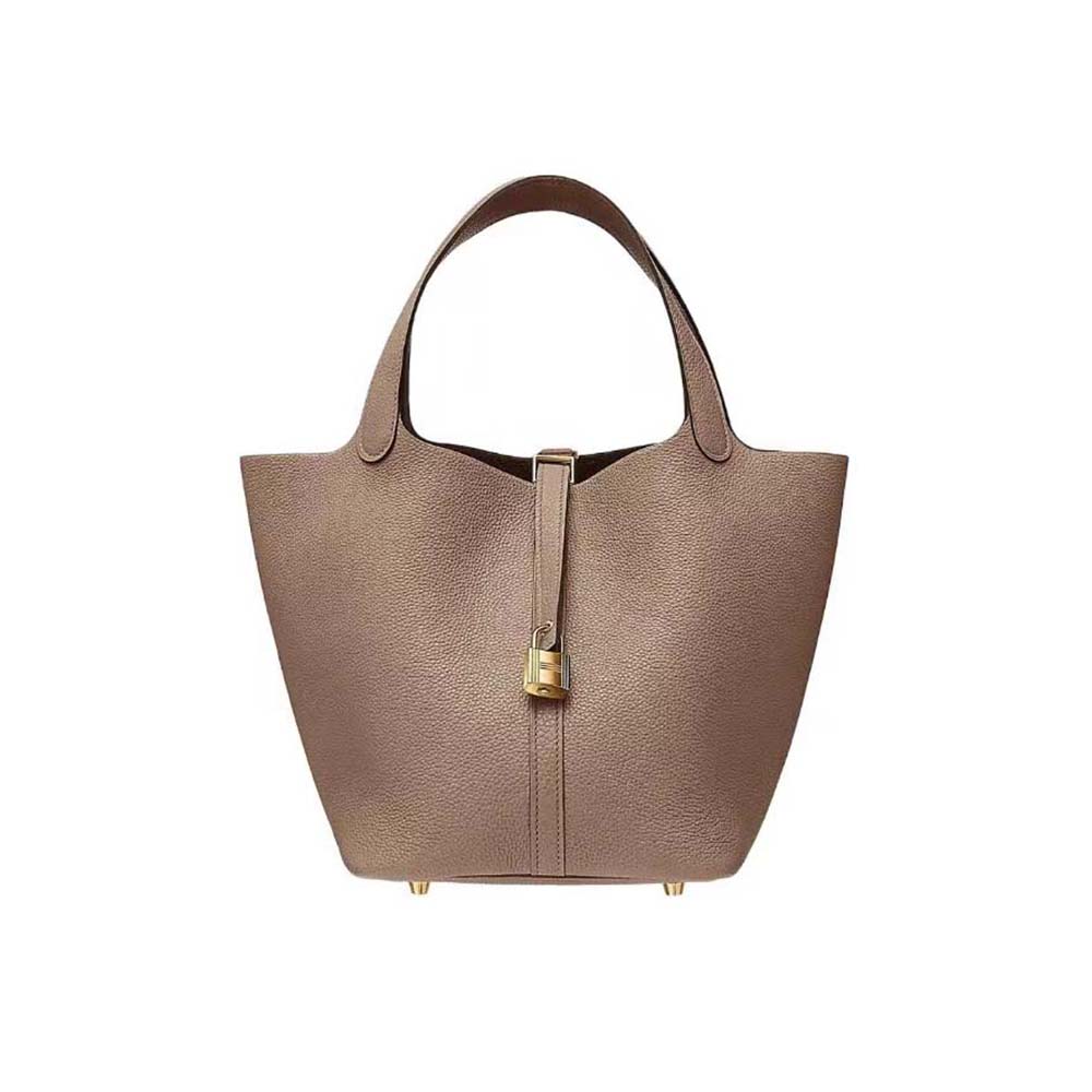 Front view of Hermes Women Picotin Lock 22cm in Light Brown leather