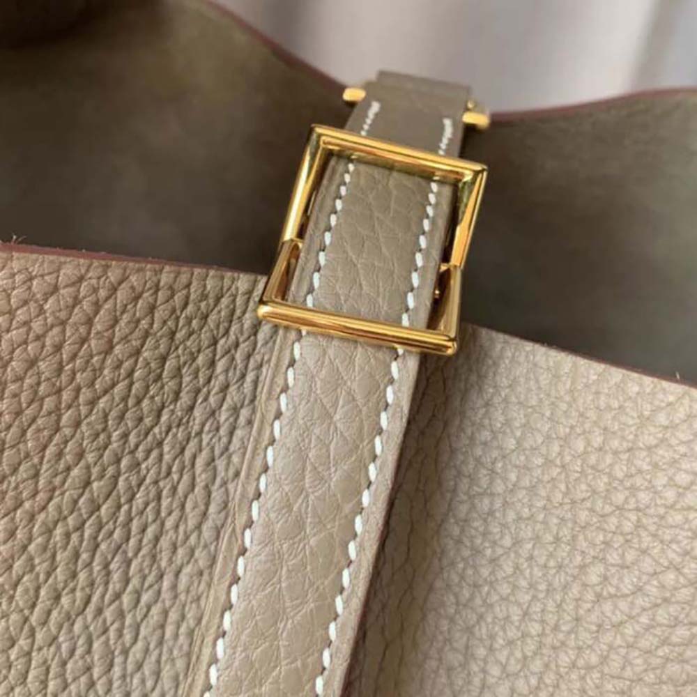 Hermes Women Picotin Lock 22cm in Clémence leather-Light Brown - image 6