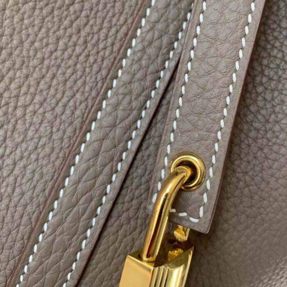 Hermes Women Picotin Lock 22cm in Clémence leather-Light Brown - image 5
