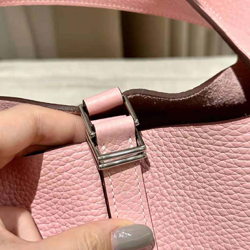 Hermes Women Picotin Lock 22cm in Clémence leather-Pink - image 10