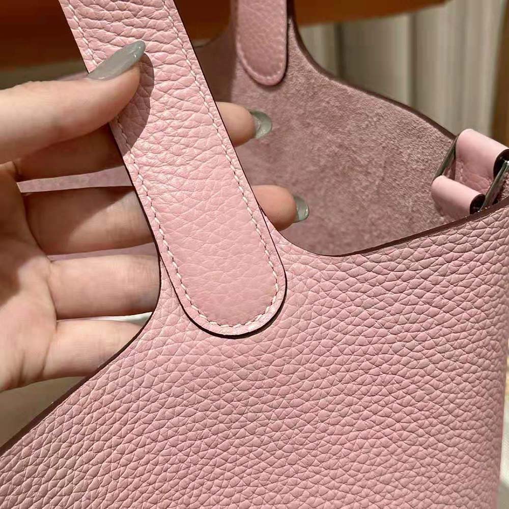Hermes Women Picotin Lock 22cm in Clémence leather-Pink - image 7
