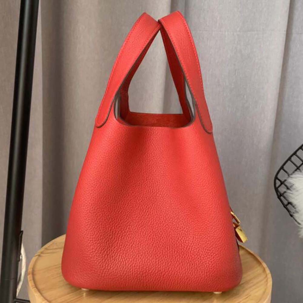 Hermes Women Picotin Lock 22cm in Clémence leather-Red - image 4