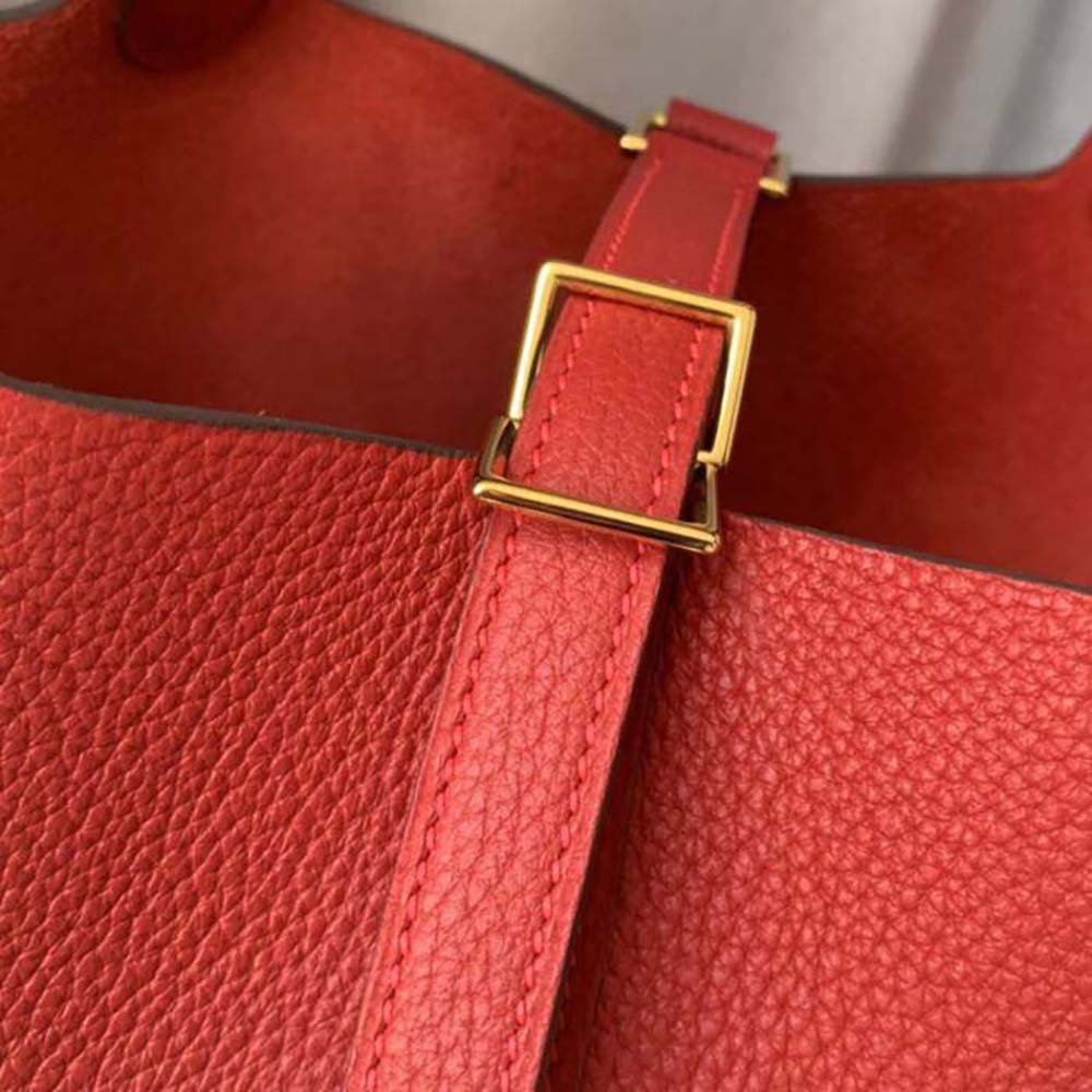 Hermes Women Picotin Lock 22cm in Clémence leather-Red - image 5