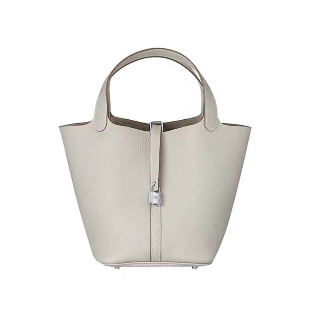 Hermes Women Picotin Lock 22cm in Clémence leather-White