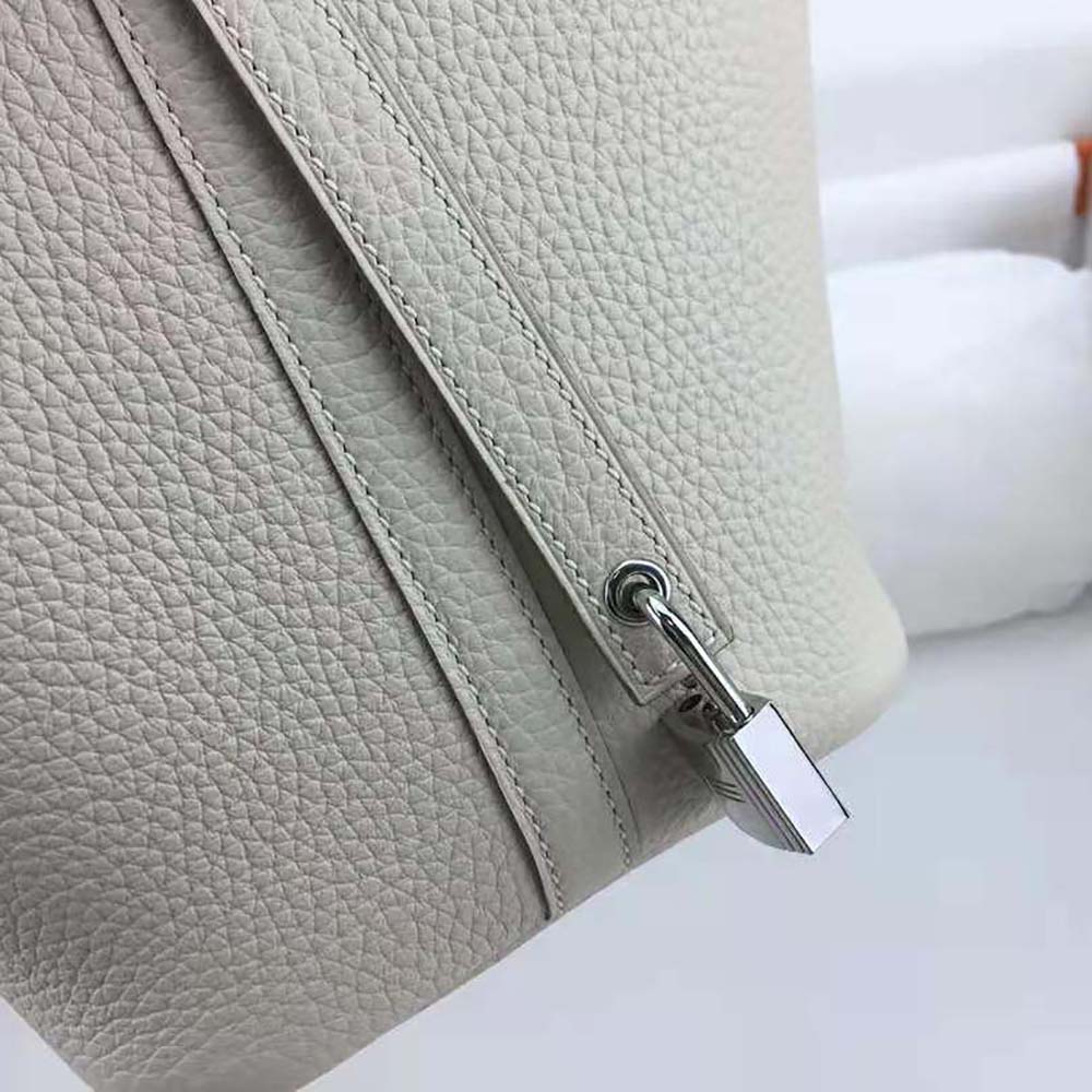 Hermes Women Picotin Lock 22cm in Clémence leather-White - image 9