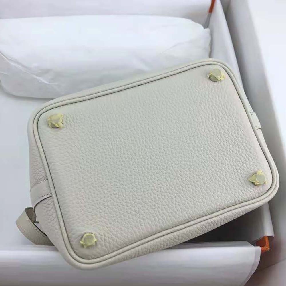 Hermes Women Picotin Lock 22cm in Clémence leather-White - image 8