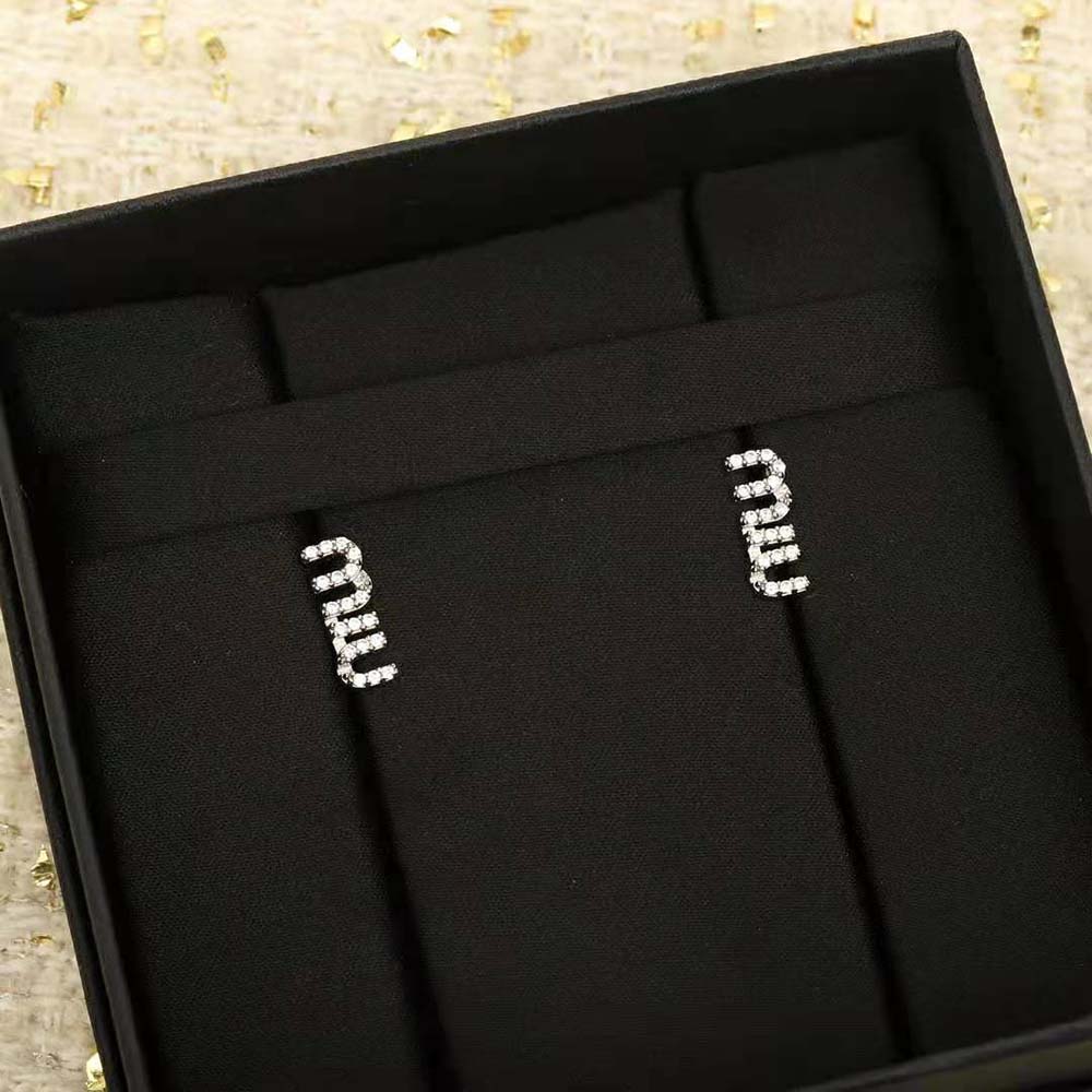 Miu Miu Women Metal Earrings with Crystals - image 4