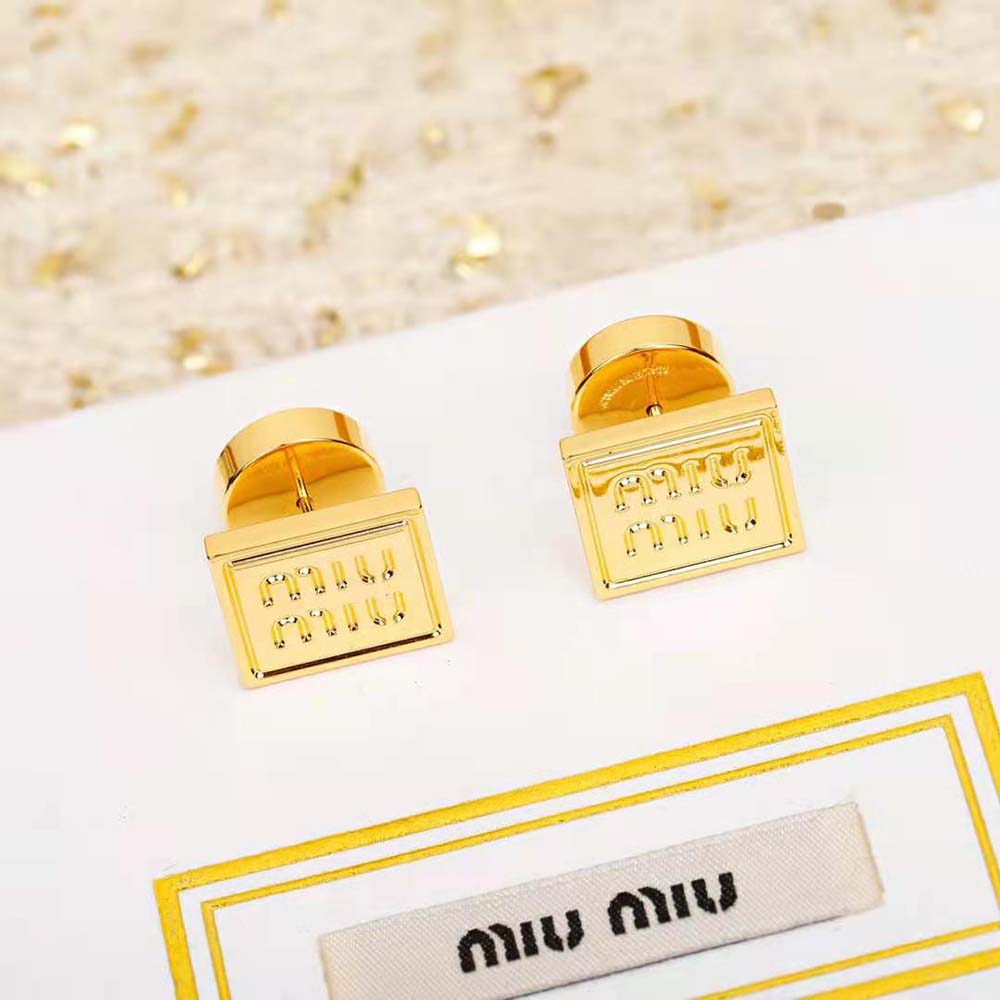 Miu Miu Women Metal Earrings with Engraved Logo - image 4