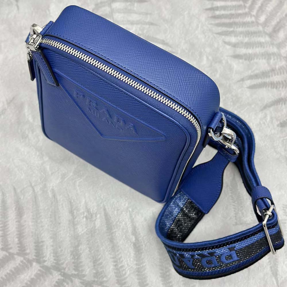 Prada Men Saffiano Leather Shoulder Bag-Navy - image 4