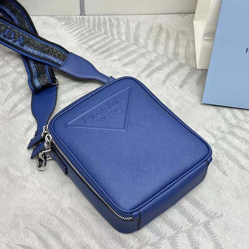 Prada Men Saffiano Leather Shoulder Bag-Navy - image 5