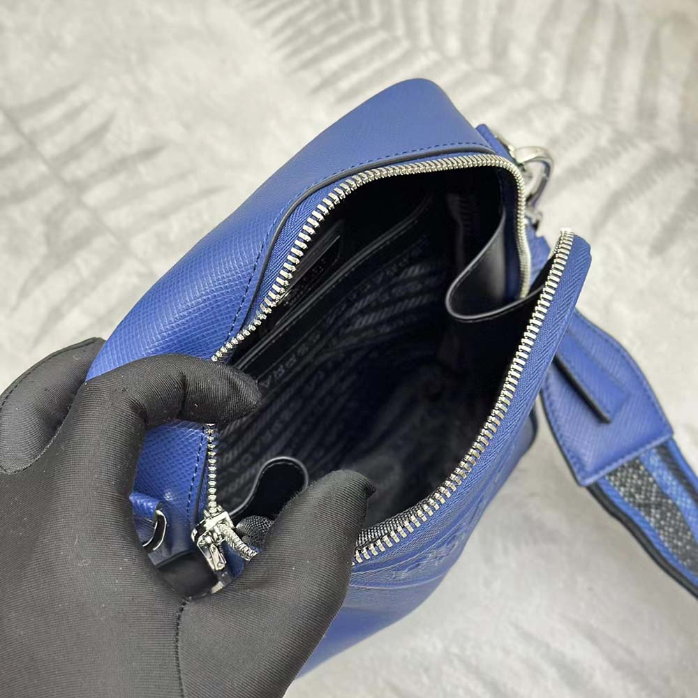 Prada Men Saffiano Leather Shoulder Bag-Navy - image 7