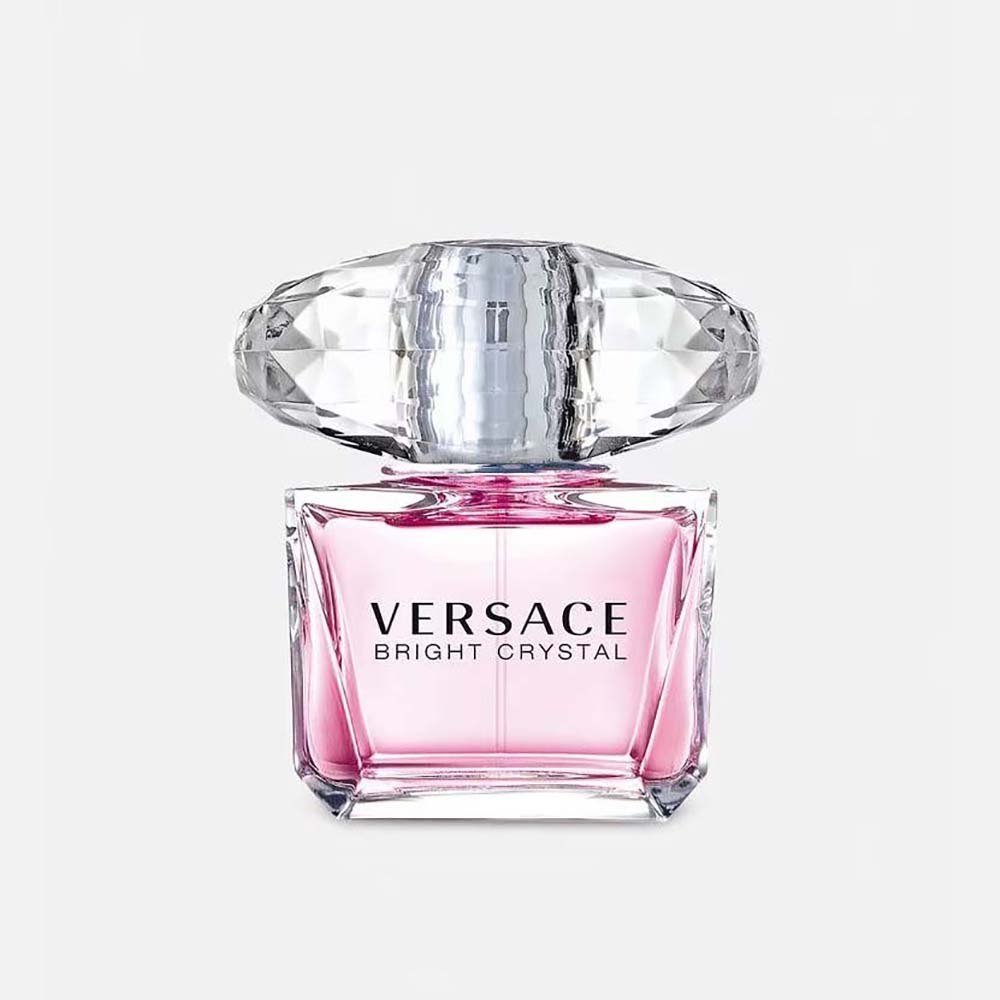 Front view of Versace Women Bright Crystal Edt 90 ml pink bottle