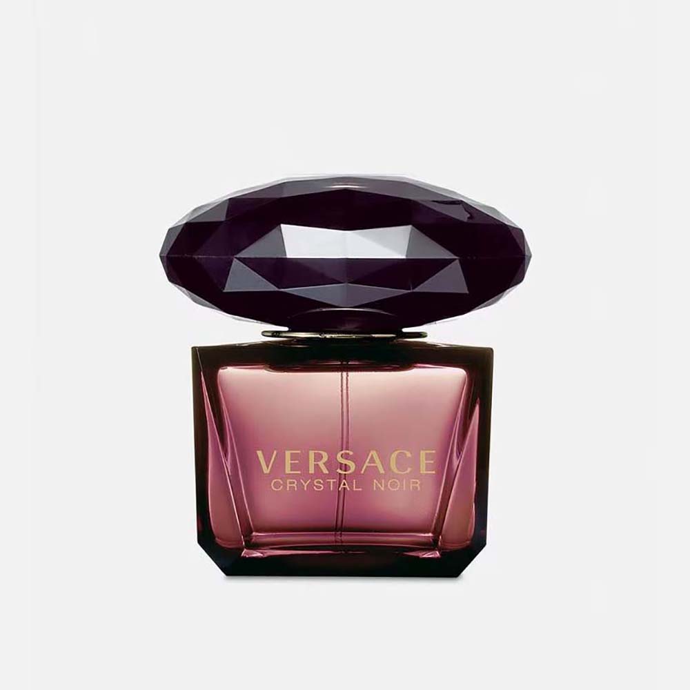 Front view of Versace Women Crystal Noir Edt 90 ml black bottle